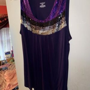 Lane Bryant Purple and Gold Sequin Tank Top